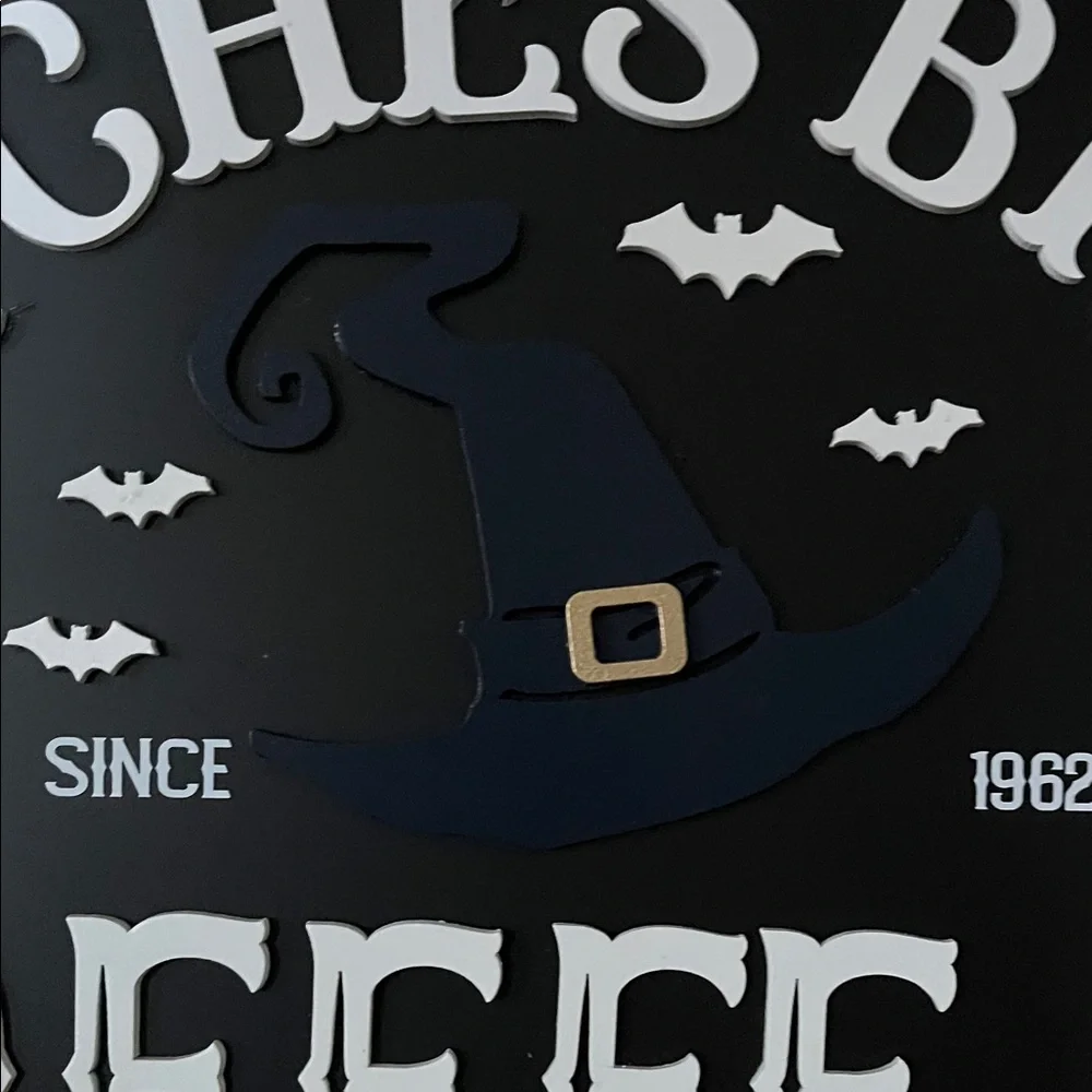 Charming Black and White Witches Brew Coffee Co Sign